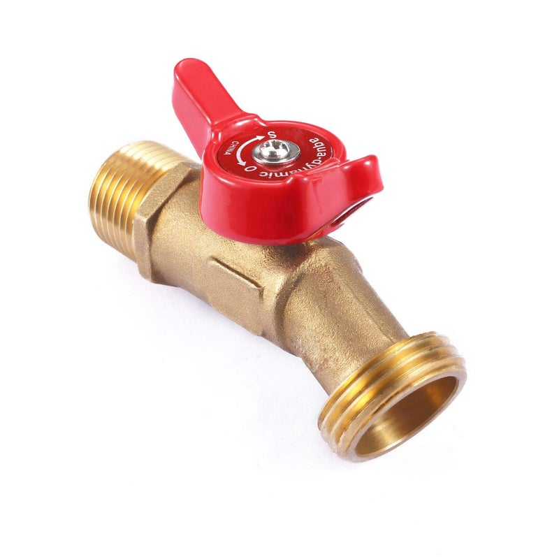 Litorange 2 PCS Heavy Duty Brass Hose Elbow Stop Valve Hose Bibb Boiler Drain 1/2" Male NPT Inlet Ã—3/4" Male GHT Threaded Garden Hose Connector Adapter Water Shut-Off Valve Faucet - Image 1
